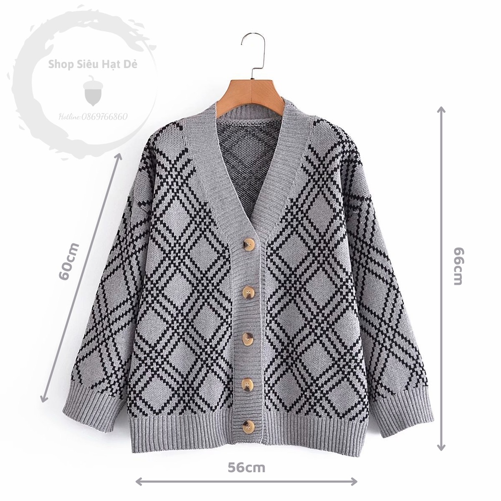 Áo khoác Cardigan len dệt tay trùm mông