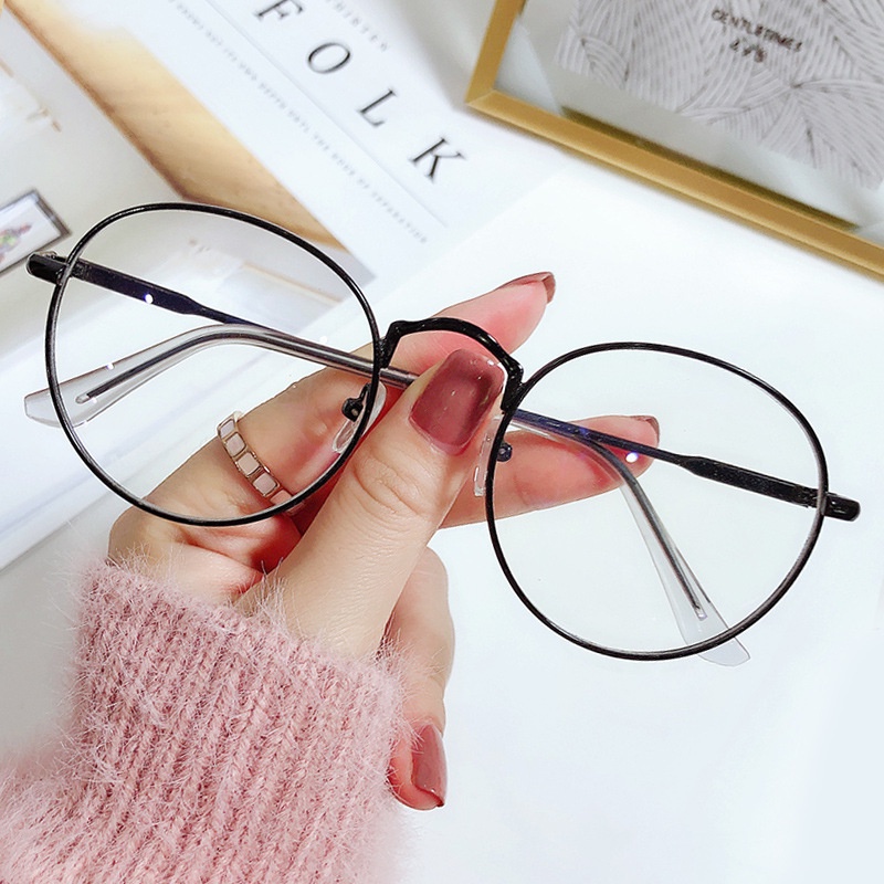 Kính mắt gọng tròn bằng kim loại phong cách thời trang unisex 2021