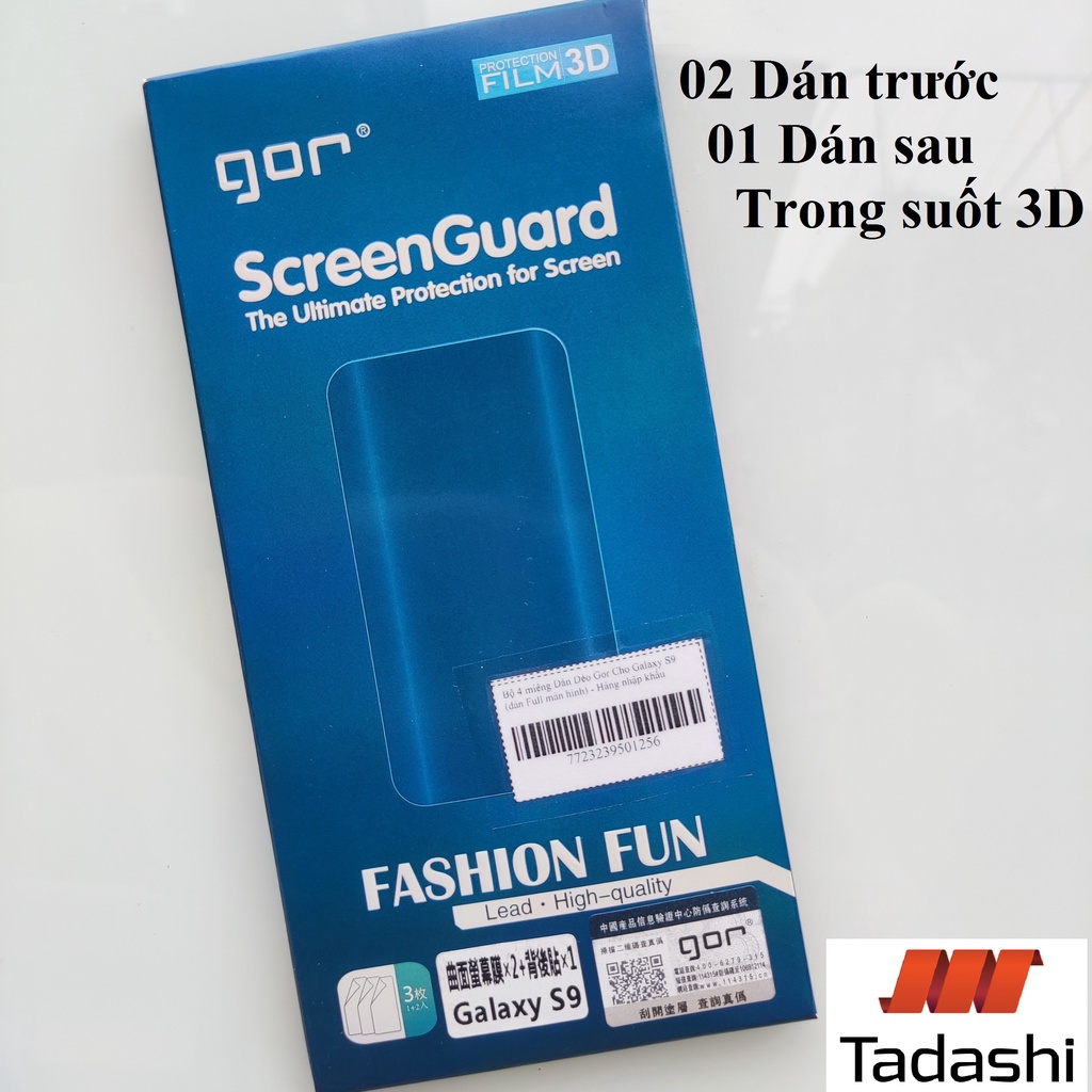 Bộ 4 Miếng Dán Dẻo Gor Samsung S9, Galaxy S9 Plus  Dán Full Màn 3D, Trong Suốt Bo Viền Cong - Chính Hãng Gor