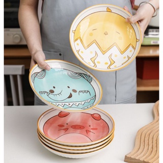 Đĩa sứ tròn phi 20cm hoạt hình