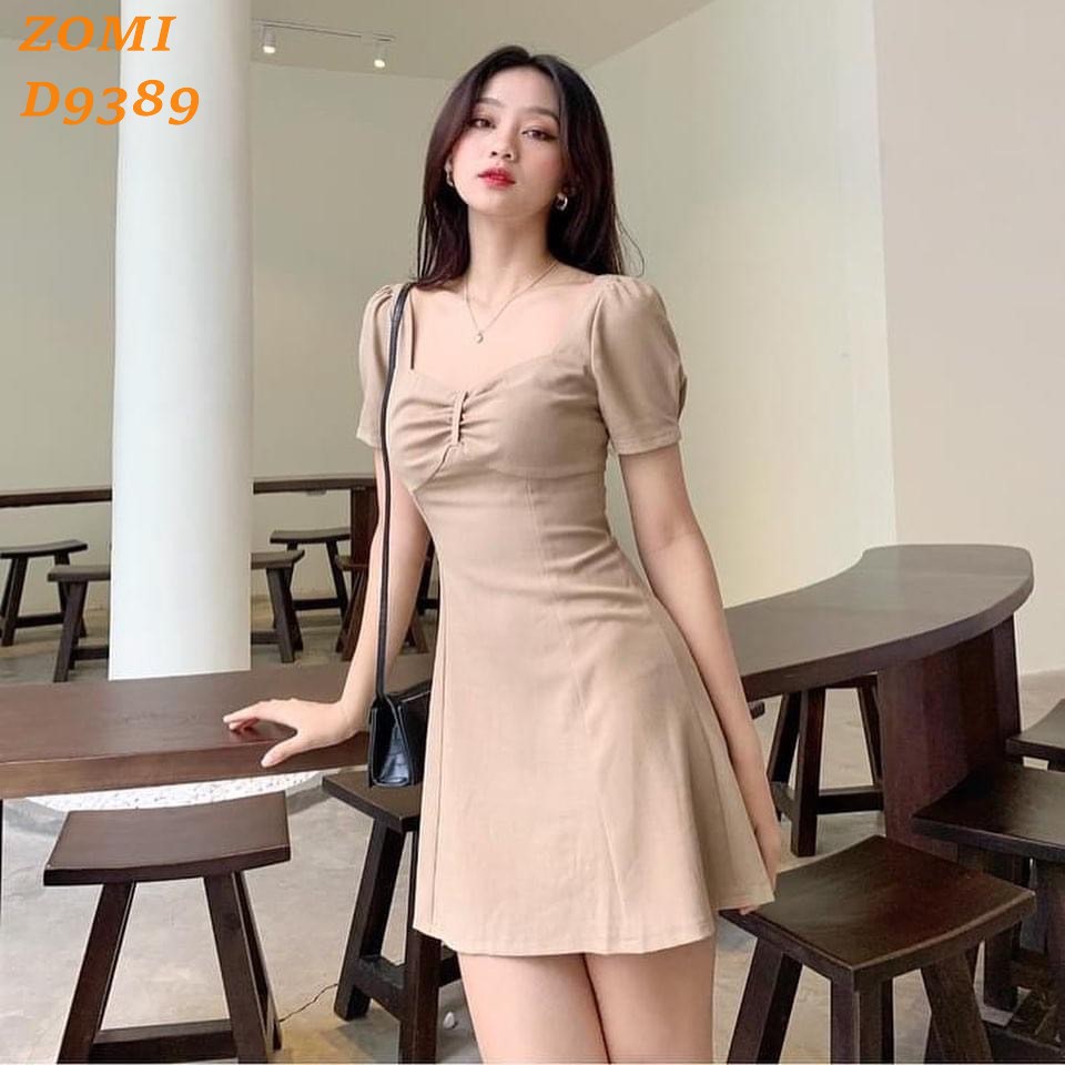 [Mã SKAMSALEP6 giảm 10% tối đa 100K đơn 150K] Đầm đi tiệc cổ vuông nhún ngực sang trọng ZOMI-D9389 | BigBuy360 - bigbuy360.vn