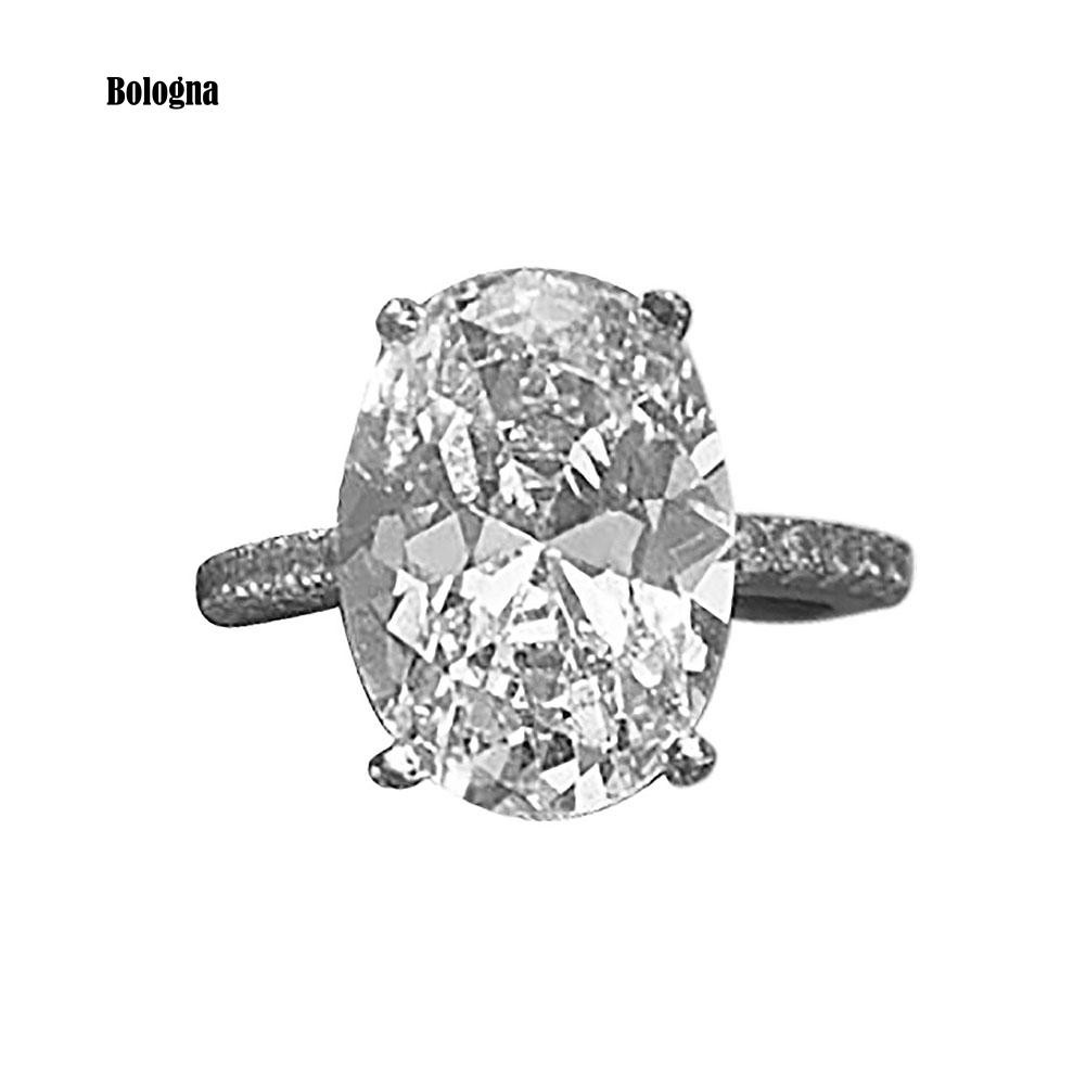 ♠Nhẫn Đính Hôn Nữ Mạ Vàng Đính Đá Zircon Hình Oval Lớn Thời Trang