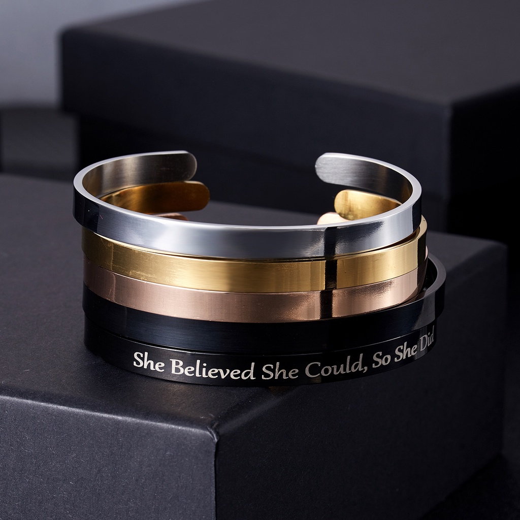 Vòng đeo tay RINHOO FRIENDSHIP khắc chữ bằng thép không gỉ diy thời trang dành cho nam và nữ