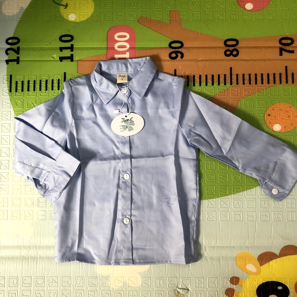 Áo sơ mi chất thô màu xanh dành cho bé trai 6 - 22 kg