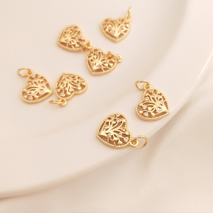 [Little Blu of Life 14K Cây Bút Bằng Đồng Mạ Vàng Đính Đá Zircon Hình Trái Tim May Mắn