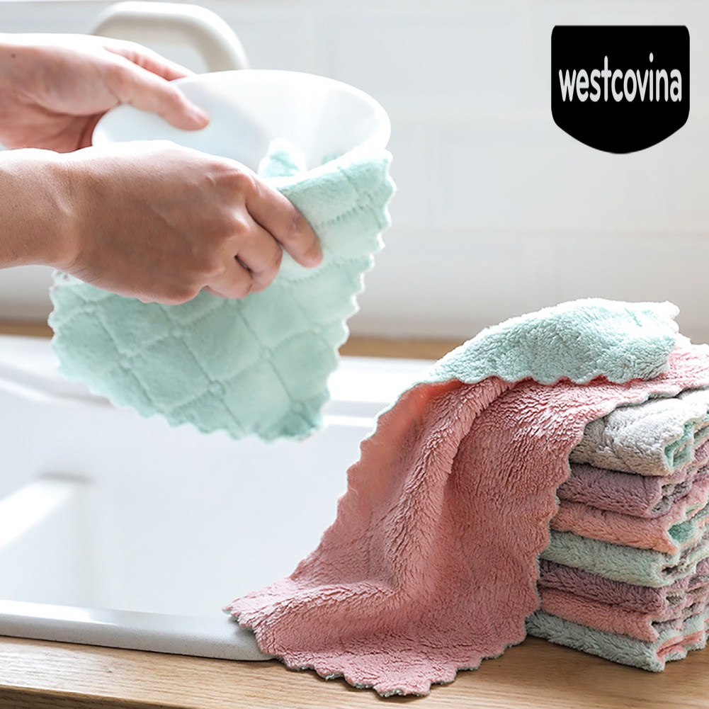 [Hot]☀ Set 5 Khăn Lau Chén Dĩa Thấm Hút Nước Tốt