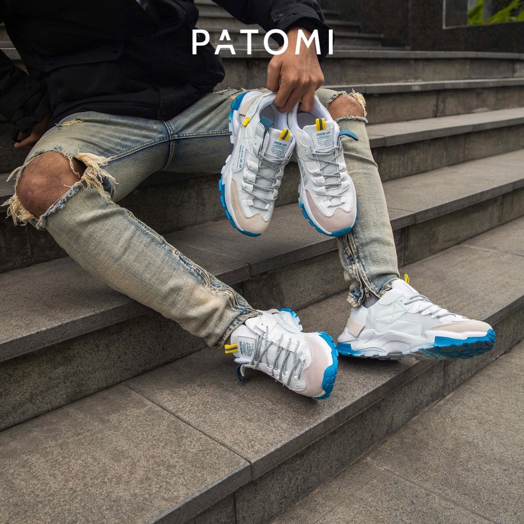 Giày thể thao nam tăng chiều cao chính hãng PATOMI, giày sneaker nam trắng xanh phong cách ulzzang Hàn quốc – G376