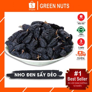 Nho khô đen sấy dẻo GREEN NUTS không đường nguyên vị trái cây sấy dẻo