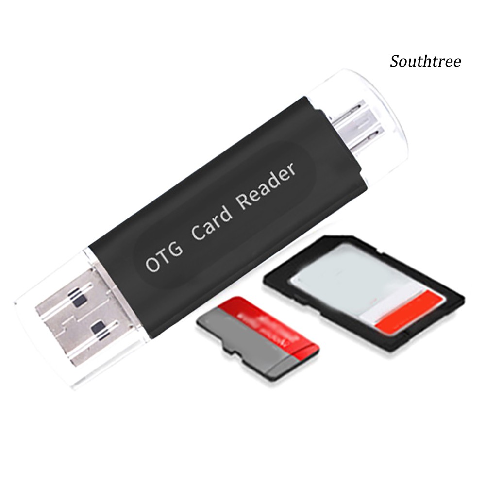 【Ready stock】2 in 1 USB 2.0 Phone OTG Dual TF SD Card Reader Adapter for PC Computer Android