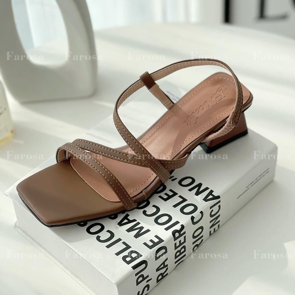Sandal quai ngang trơn gót trụ vát kiểu mới mã L198