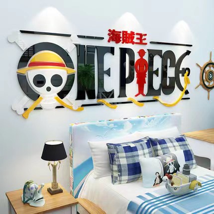 Miếng Dán Tường Trang Trí 3d Hình Nhân Vật Hoạt Hình One Piece Bằng Acrylic