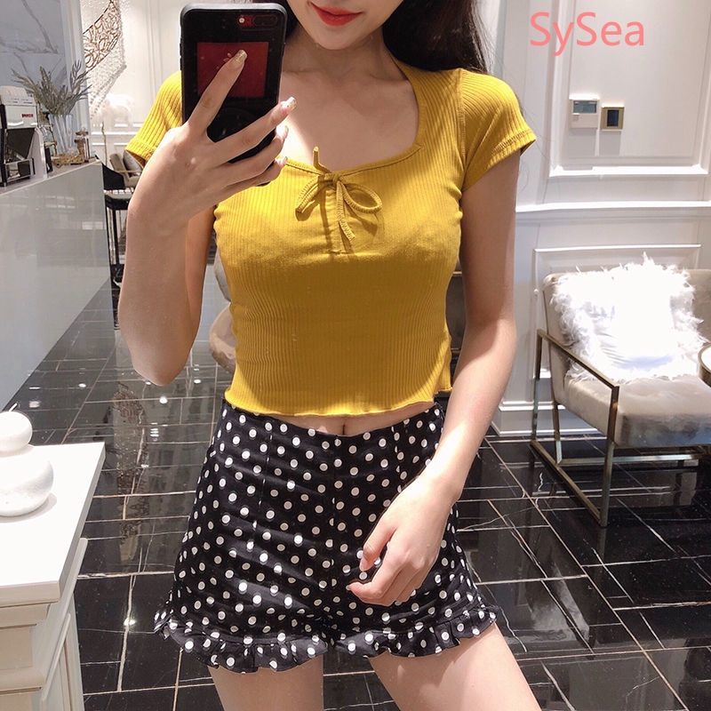 Áo Croptop Ngắn Tay Ôm Dáng Thời Trang Mùa Hè Cho Nữ