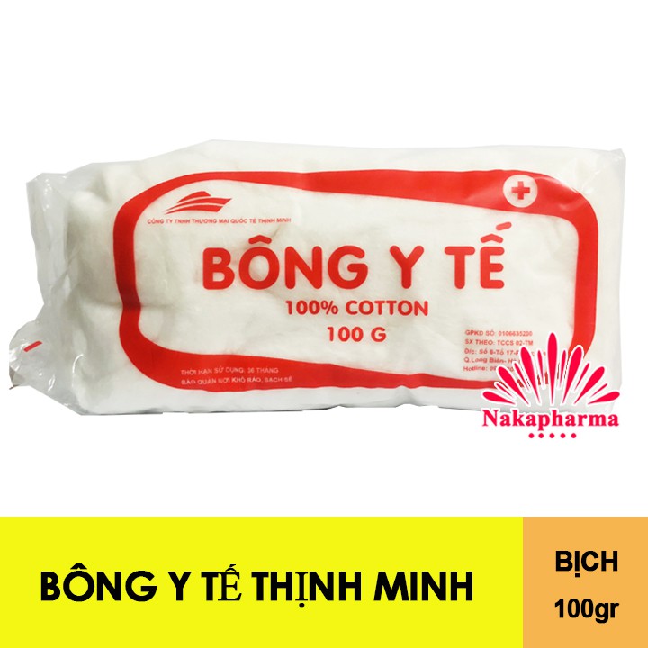 Bông Y Tế Thịnh Minh 100g - Sản xuất từ 100% cotton