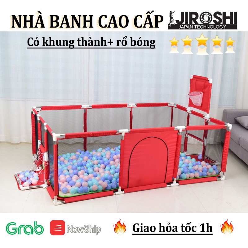 Nhà Banh JIROSHI CÓ KHUNG THÀNH + RỔ - Quây Bóng cho bé - Đồ chơi trẻ em - Lều DIỆN TÍCH RỘNG - [Lớn]