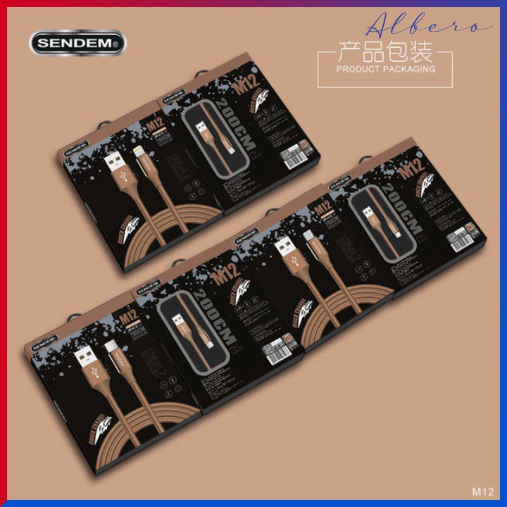 Cáp Sendem M12 cổng Micro USB cho Samsung, LG, Oppo.. - ( Dài 2m ) - Dây Dù Cao Cấp, Hỗ trợ sạc nhanh [VN]