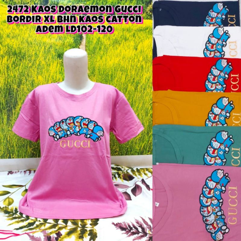 GUCCI Áo Thun Họa Tiết Thêu Doraemon Ms 2472 XL Cá Tính