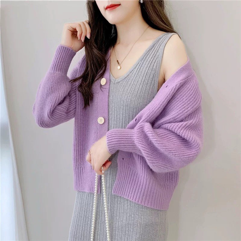 Áo Khoác Len Nữ [HÀNG SẴN GIAO NGAY] Áo cadigan len đẹp, Tay Bồng, trẻ trung, chất liệu len dày mịn không xù lông