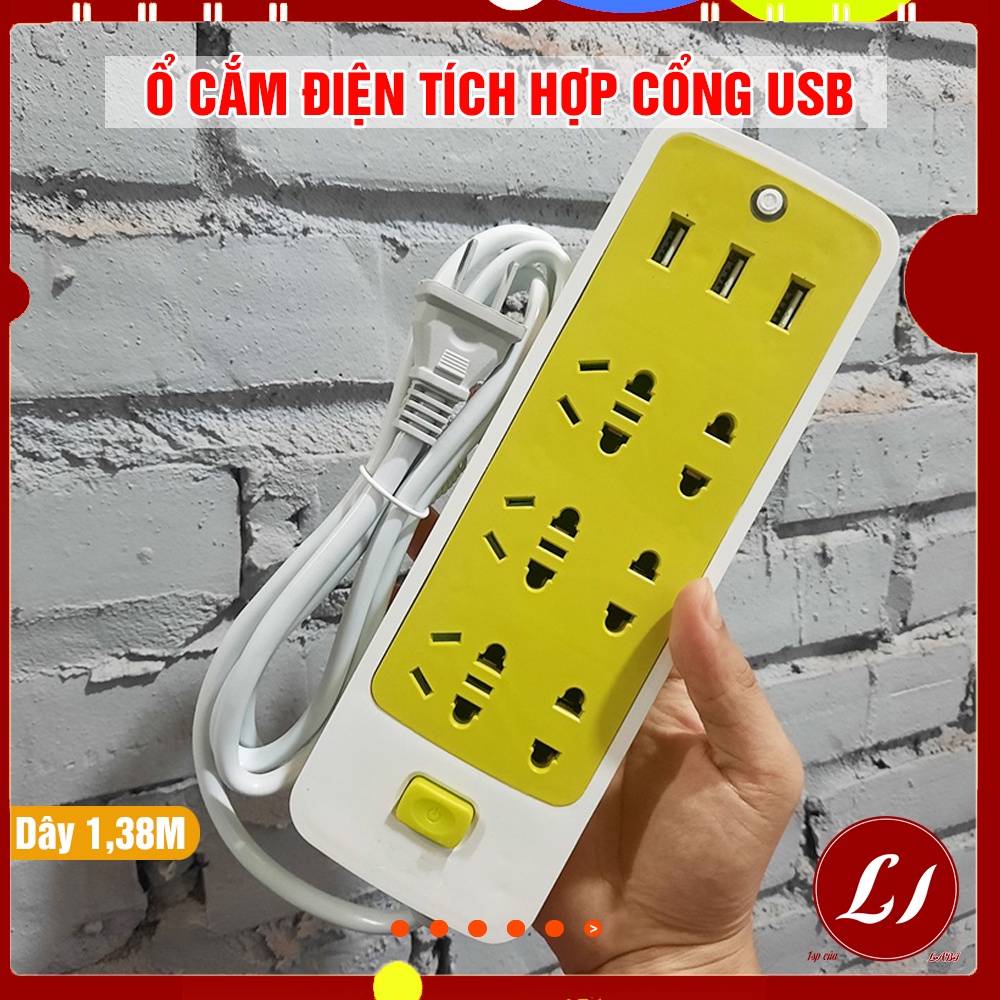 Ổ ĐIỆN XANH đa năng  tích hợp 3 cổng USB tiện lợi