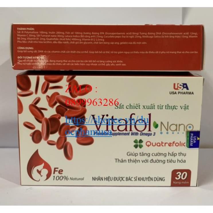 VITAFOL NANO WITH OMEGA 3 sắt chiết xuất từ thực vật ,giúp tăng cường hấp thu ,thân thiện đường tiêu hóa .