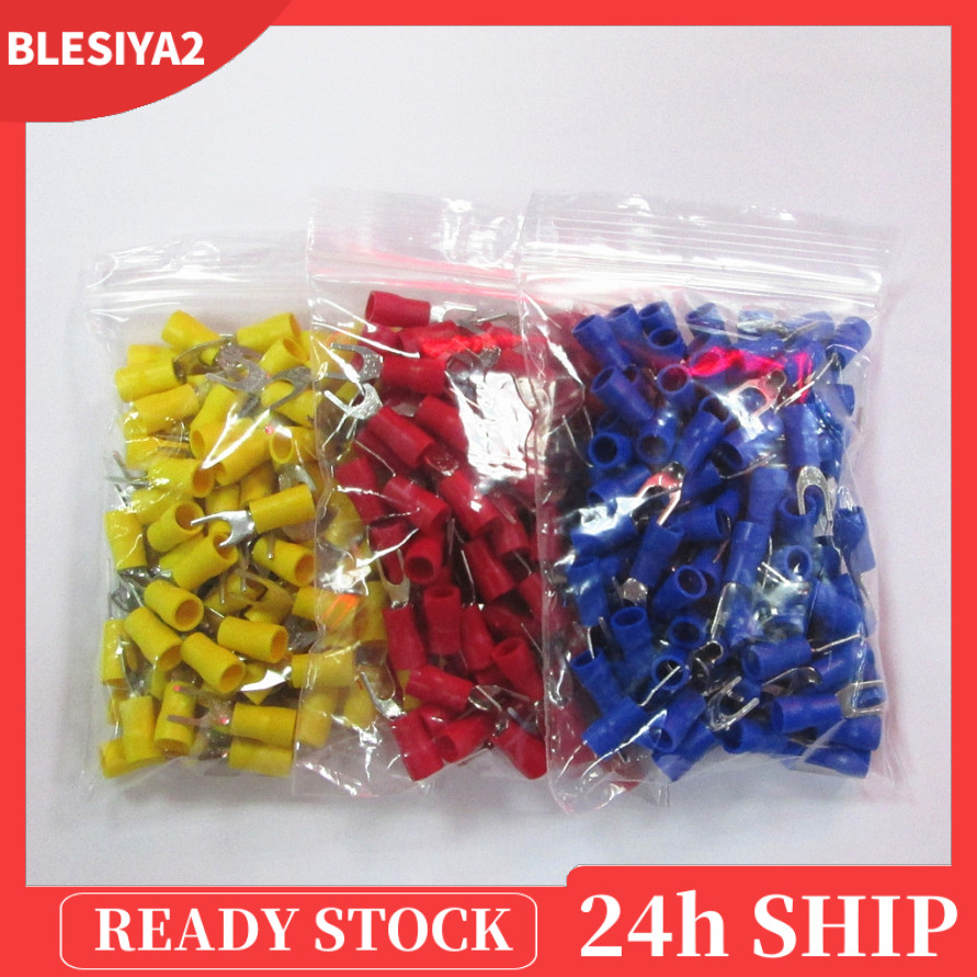 [BLESIYA2]150pcs Crimping Wire Spade Fork Terminal Connector U Shape SV2-3.2