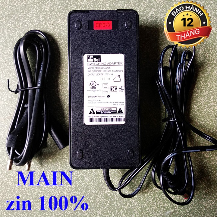 Nguồn Acbel 12V5A zin kèm dây nguồn số 8 BẢO HÀNH 12 THÁNG - adapter Acbel 12v5a