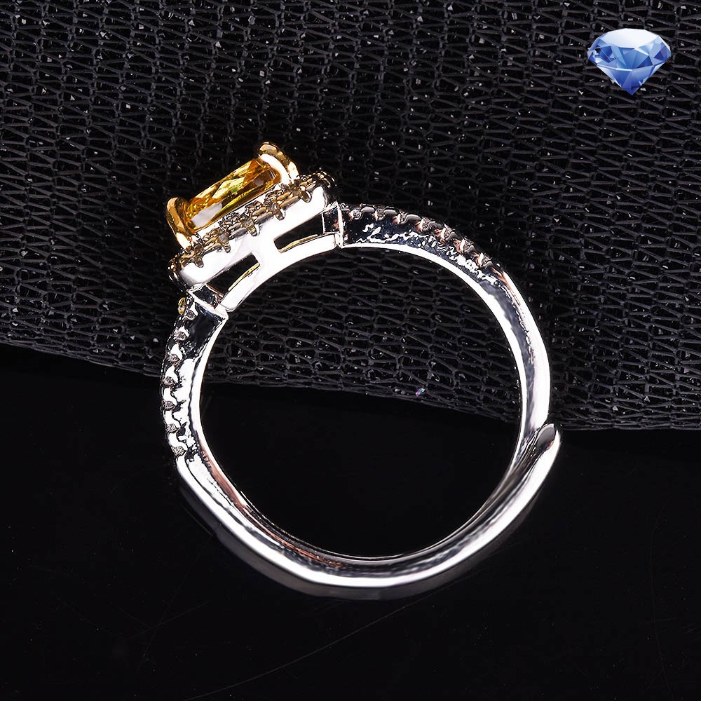 Nhẫn hở hai lớp hình vuông đính đá kim cương tự nhiên thời trang