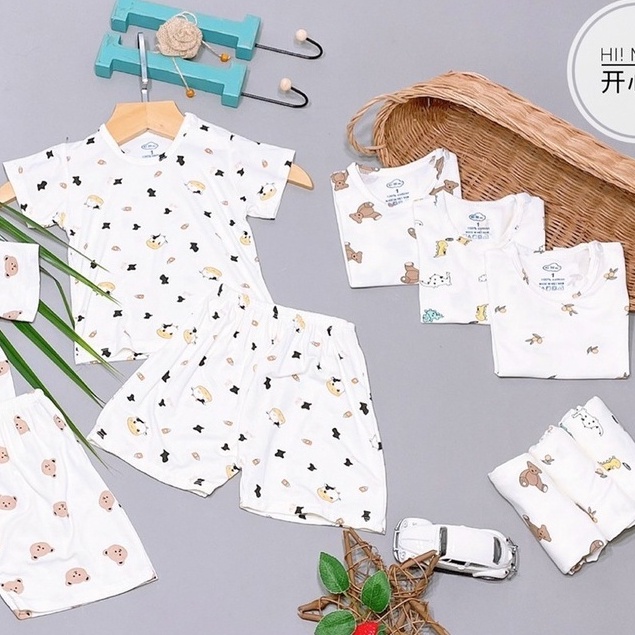 [XẢ KHO] Bộ Cộc Tay Cúc Vai Chất Petit Sợi Tre Cao Cấp - Quần Áo Trẻ Em Sơ Sinh Cho Bé Trai Bé Gái Từ 4-14KG