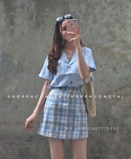 Áo sơmi cộc tay cổ vest (hình thật shop chụp/sẵn)