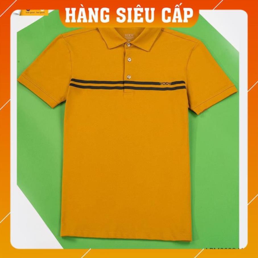 [FREESHIP - HÀNG CAO CẤP] Áo polo nam_áo thun nam_áo phông nam_áo thun nam có cổ in sọc ngang TRẮNG + VÀNG . ་