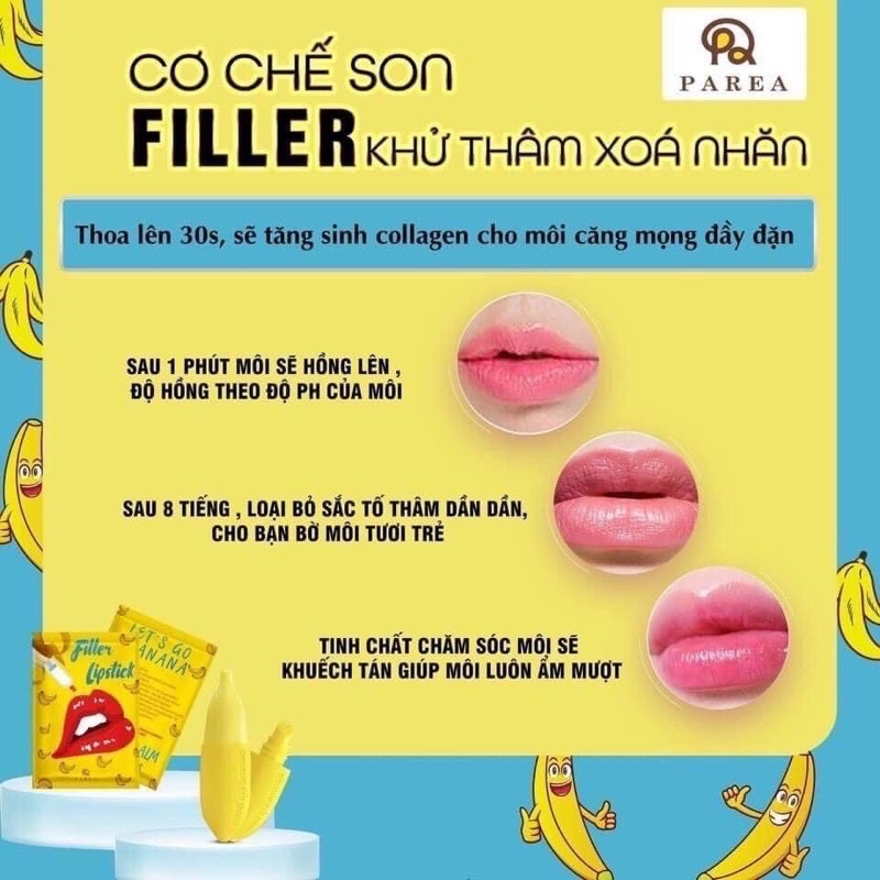 Son chuối filler khử thâm collagen Parea Banana Filler Lipstick