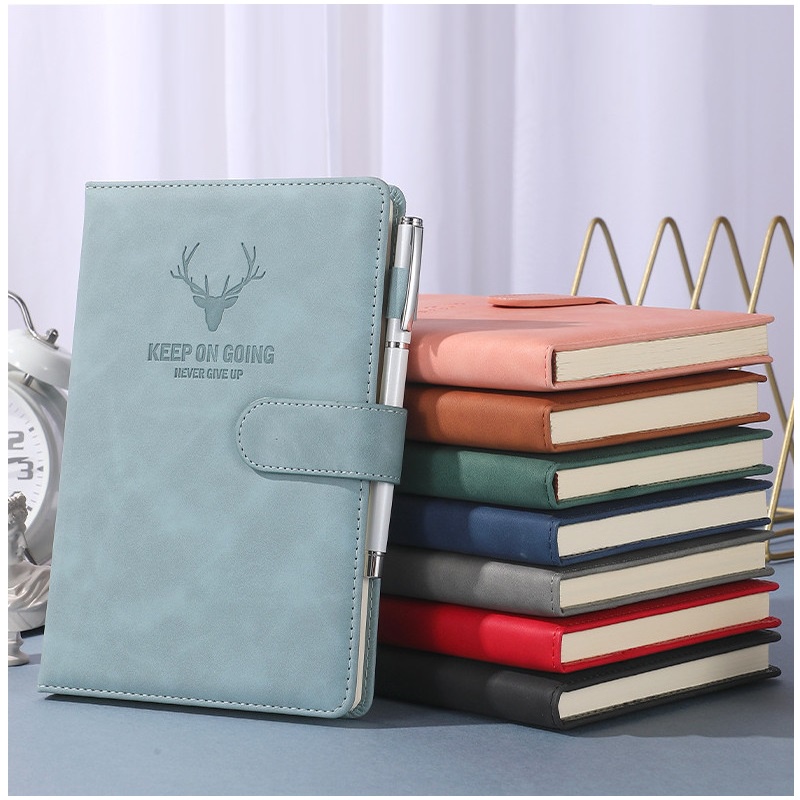 Sổ tay A5 bìa da PU ghi chép mẫu hươu chất lượng có quai cài độc đáo JH23-188