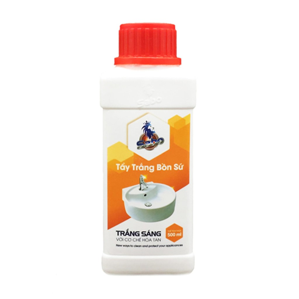 Nước tẩy bồn cầu nhà vệ sinh SABO-S, Tẩy trắng bồn sứ, gạch men ố vàng, bám cặn canxi trong toilet, nhà tắm