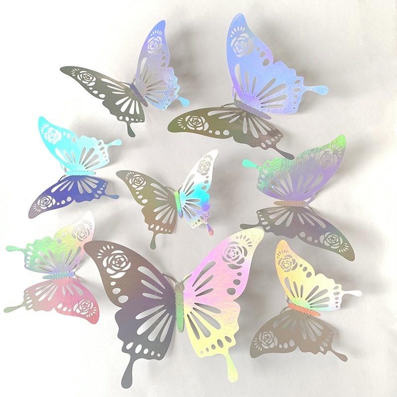 Set 12 Miếng Dán Tường Trang Trí Hình Bướm 3D Lấp Lánh Dành Cho Phòng Trẻ Em Sản Phẩm Trang Trí Nhà Cửa