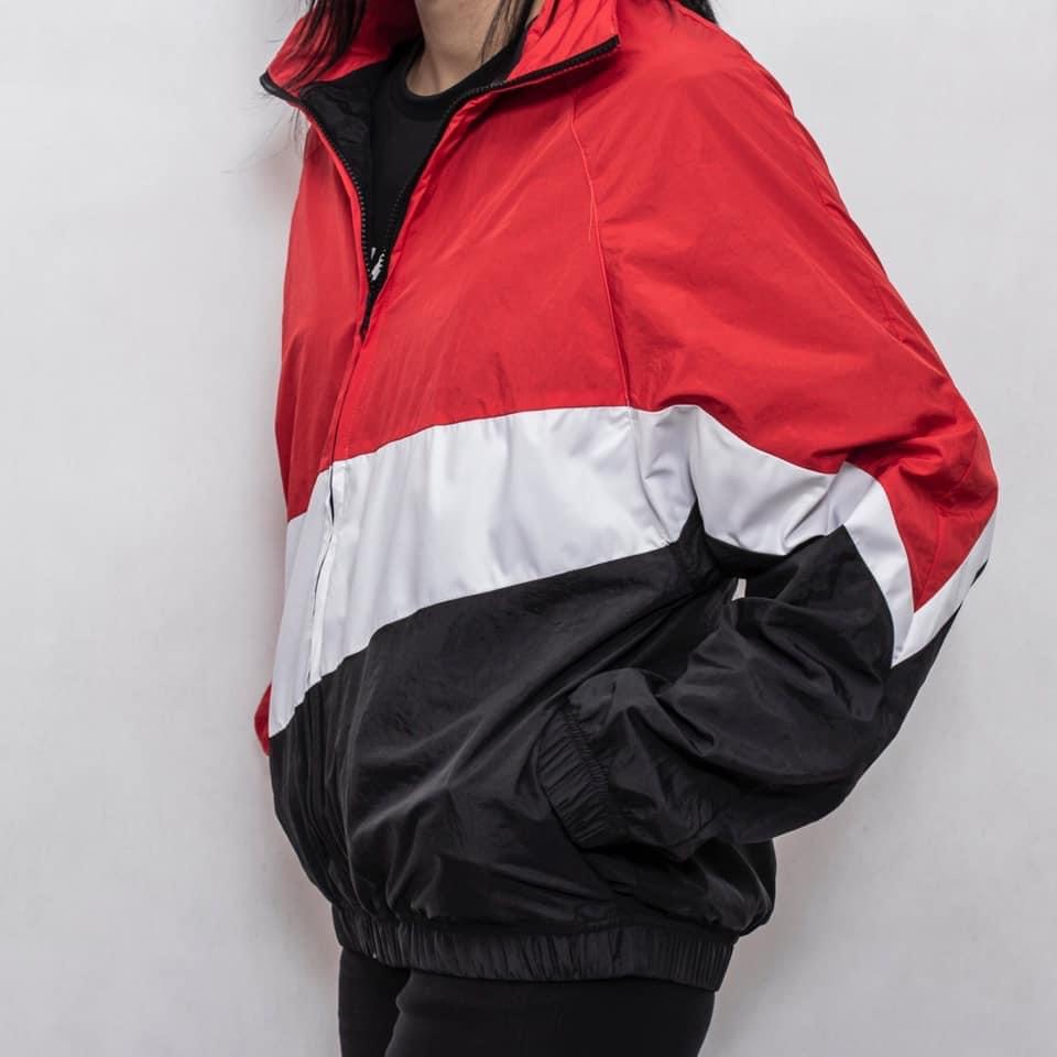 Áo khoác nam nữ N-i-k-e Big Swoosh Woven Jacket ; Áo thể thao dù chống nắng, chống thấm nước - Đỏ / Đen / Trắng