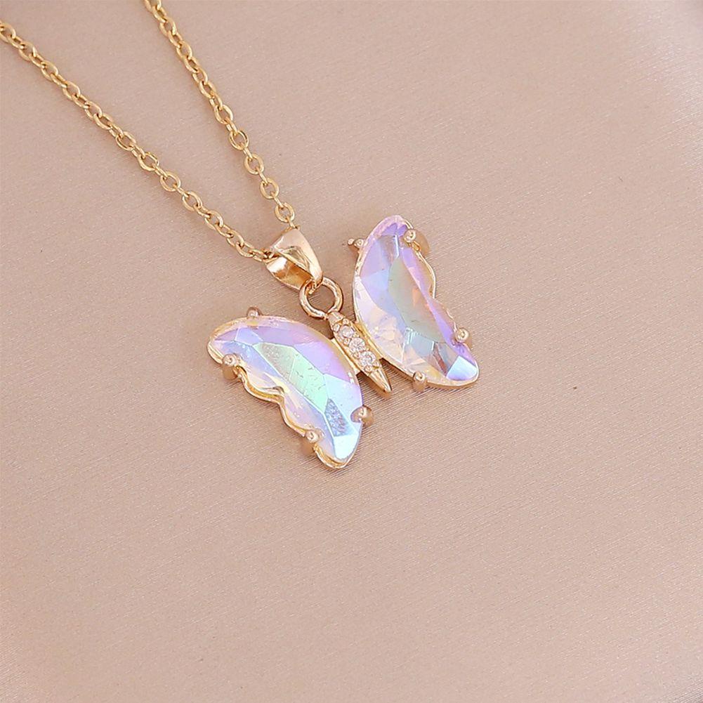 Vòng cổ Choker Mặt Hình Bướm Màu Gradient Thời Trang|Bươm Bướm