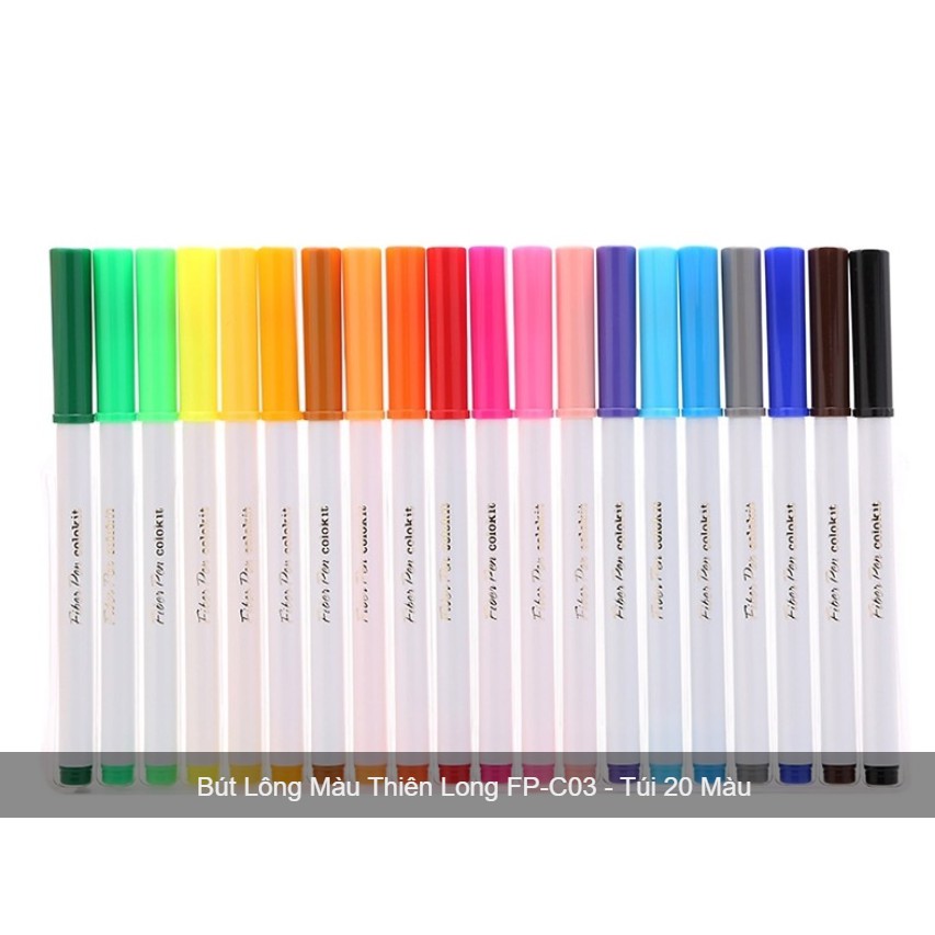 Bút lông màu fiber pen 20 màu FP-C03_12/12 siêu sale mua 1 bộ tặng 1 móc khoá màu sắc