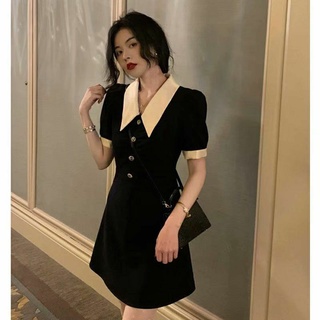 Đầm tiểu thư phối cổ trắng