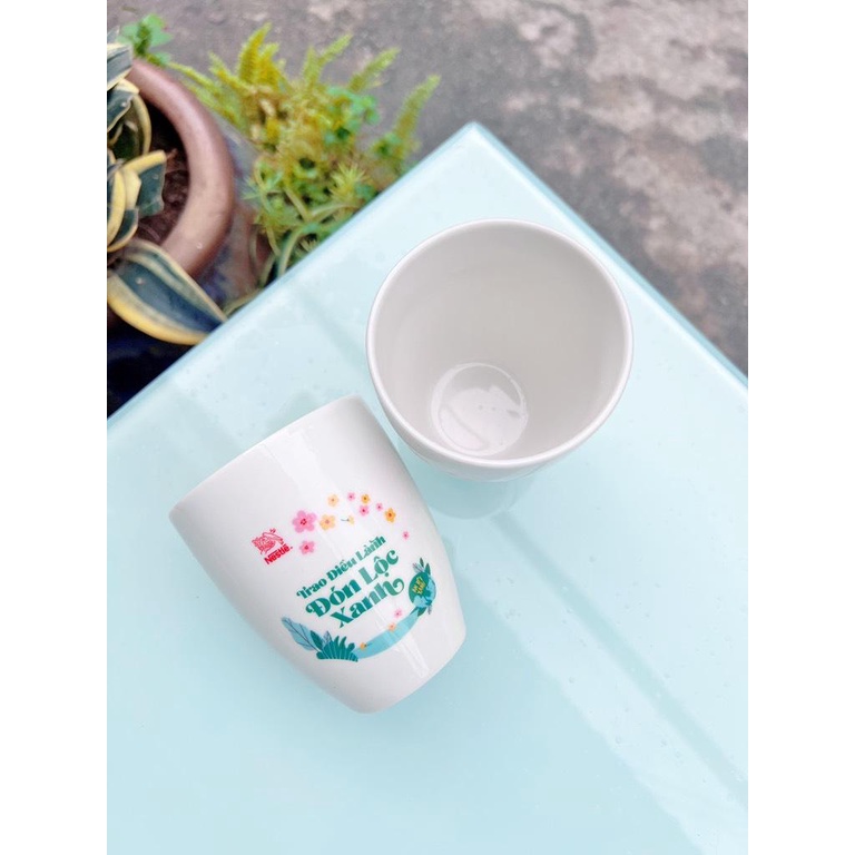 Hộp 2 ly sứ DongHwa 280ml ko quai in họa tiết sang trọng