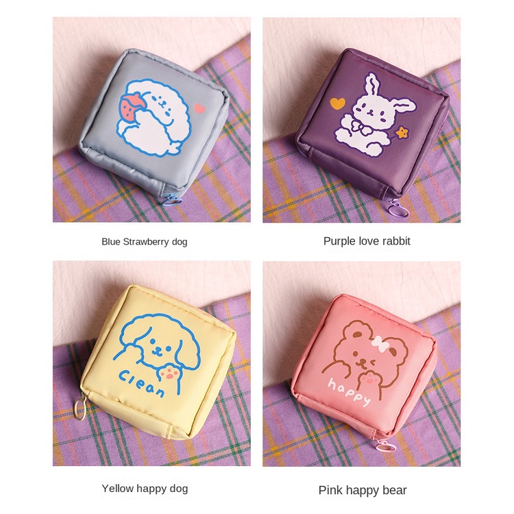 Túi Đựng Băng Vệ Sinh Mini Họa Tiết Hoạt Hình Dễ Thương Cho Bé Gái