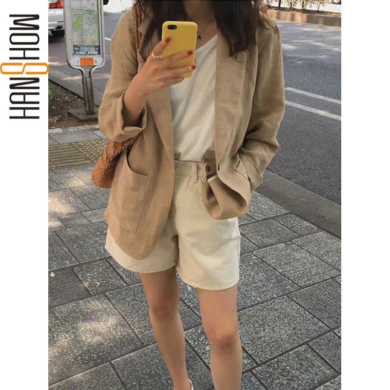 Áo khoác blazer chất cotton thiết kế dáng rộng thanh lịch hợp thời trang | BigBuy360 - bigbuy360.vn