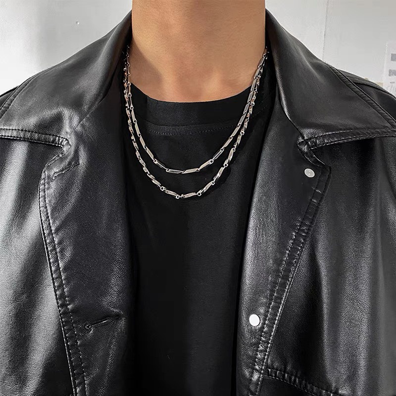 Dây chuyền nam nữ tiitan Xích Trơn Kuu Clothes 3mm mặt hình thoi thời trang basic titan bạc đẹp không gỉ - Xích Trơn
