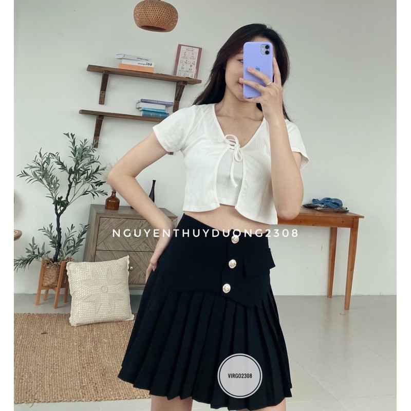 [Ảnh thật/Video/Sẵn]Set áo crotop len tăm siêu xinh hàng Quảng Châu
