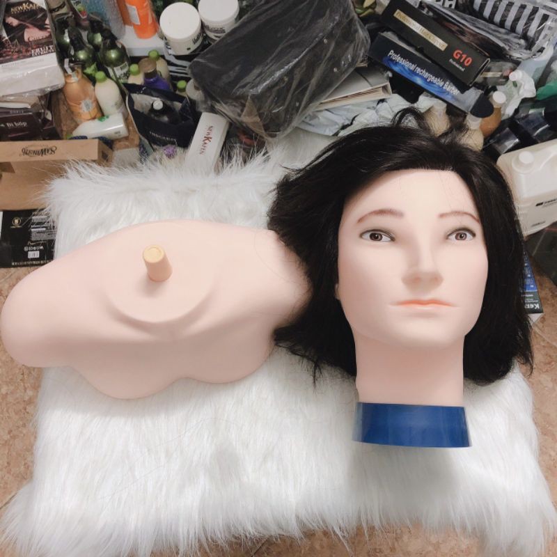 Combo Đầu Manocanh Tóc Nam Học Barber Và Vai Manocanh Giả Học Nghề Tóc