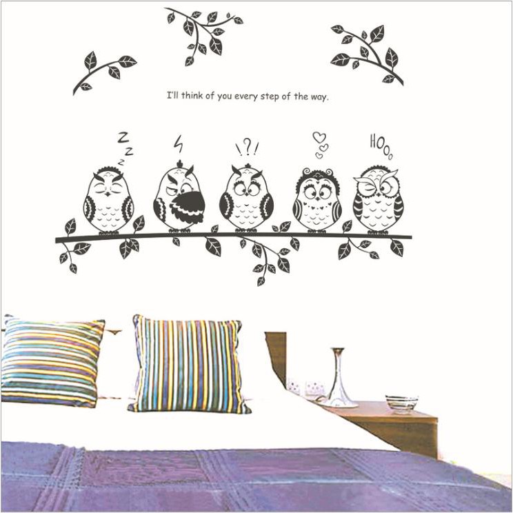 Decal dán tường tranh trang trí trắng đen ngộ nghĩnh sáng tạo decalamyshop