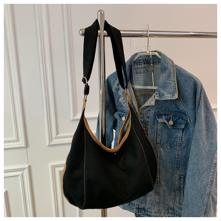 Túi Xách Vải canvas Màu Trơn Sức Chứa Lớn Thời Trang Cho Nữ