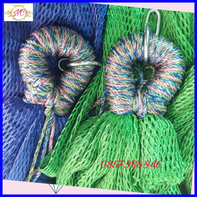 Võng Lưới Bó Đầu Đại 2 Lớp.KT 2m45 x 1m6. Võng Lưới 2 Lớp Cao Cấp hàng loại Dày, rộng. Võng lưới Buộc Đầu