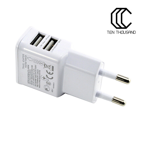 T~☎️5V 2A Dual Ports EU Plug USB Wall Adapter for iPhone Samsung iPad iPod