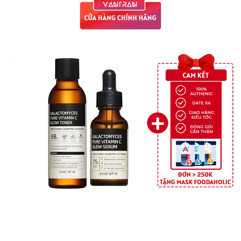 Bộ Combo Sáng Da,Dưỡng Trắng,Chống Lão Hóa Nuôi Dưỡng Làn Da Toner và Serum Some By Mi Galactomyces Pure Vitamin C Glow