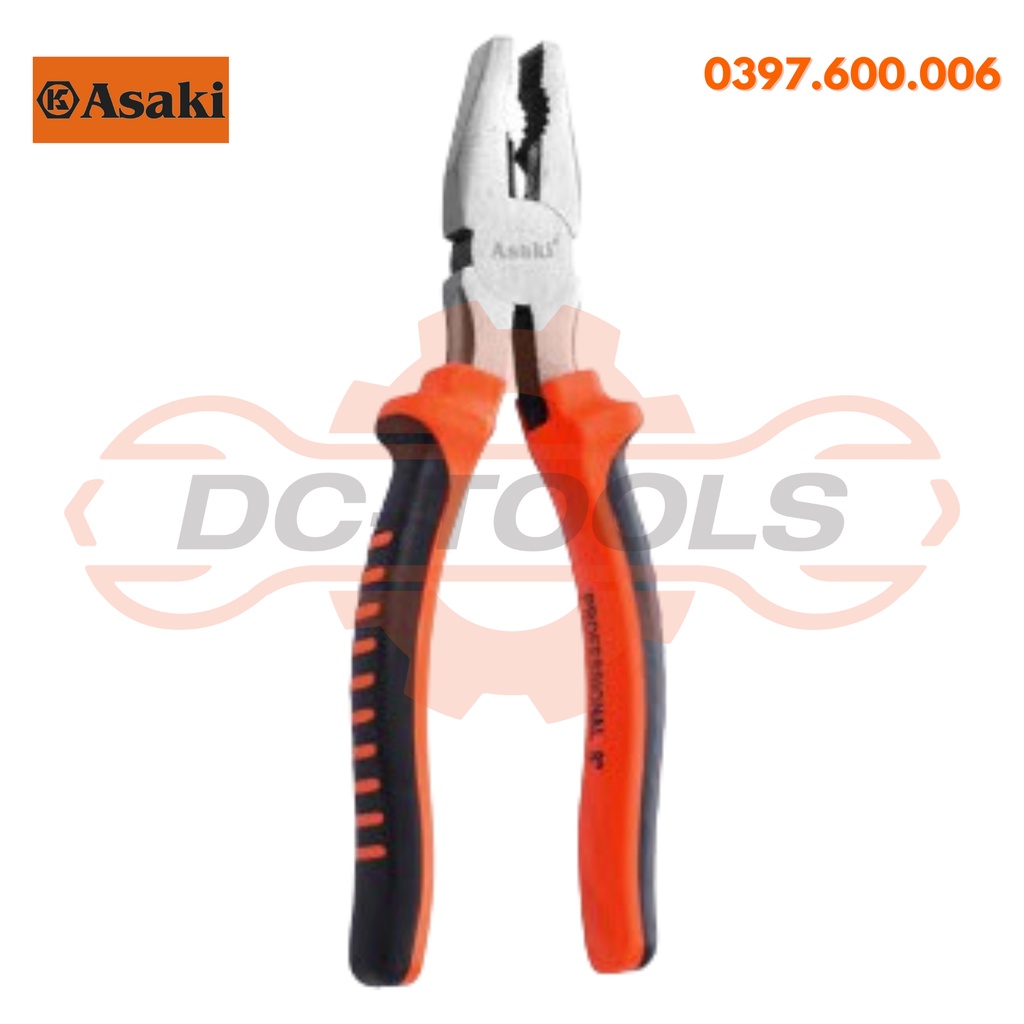 Kìm điện / kìm nhọn kết hợp cắt kiểu Mỹ Asaki AK-8092 (200mm) CHÍNH HÃNG DC TOOLS (KHO SỈ)