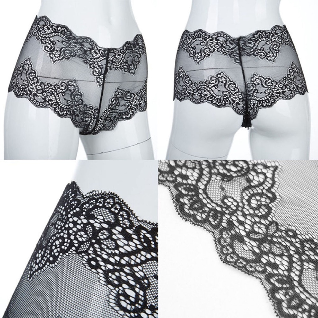 Quần Lót Cotton Ren Hoa Lưng Cao Xuyên Thấu Quyến Rũ Cho Nữ